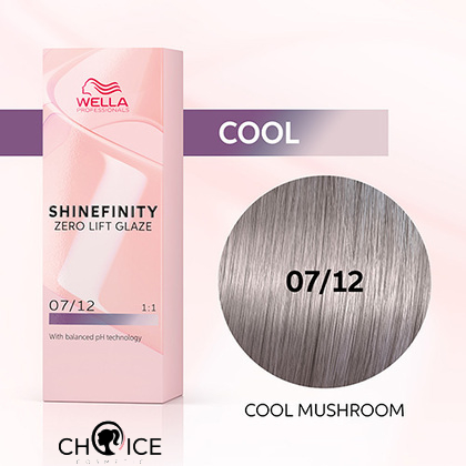 Wella SHINEFINITY -07/12 Прохладный Гриб, Гель-крем краска для тонирования и блеска без осветления, 60 мл